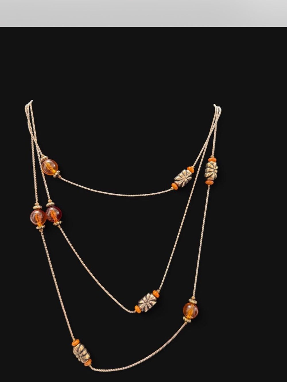 Layered Amber Bead & Gold plated Women's Necklace